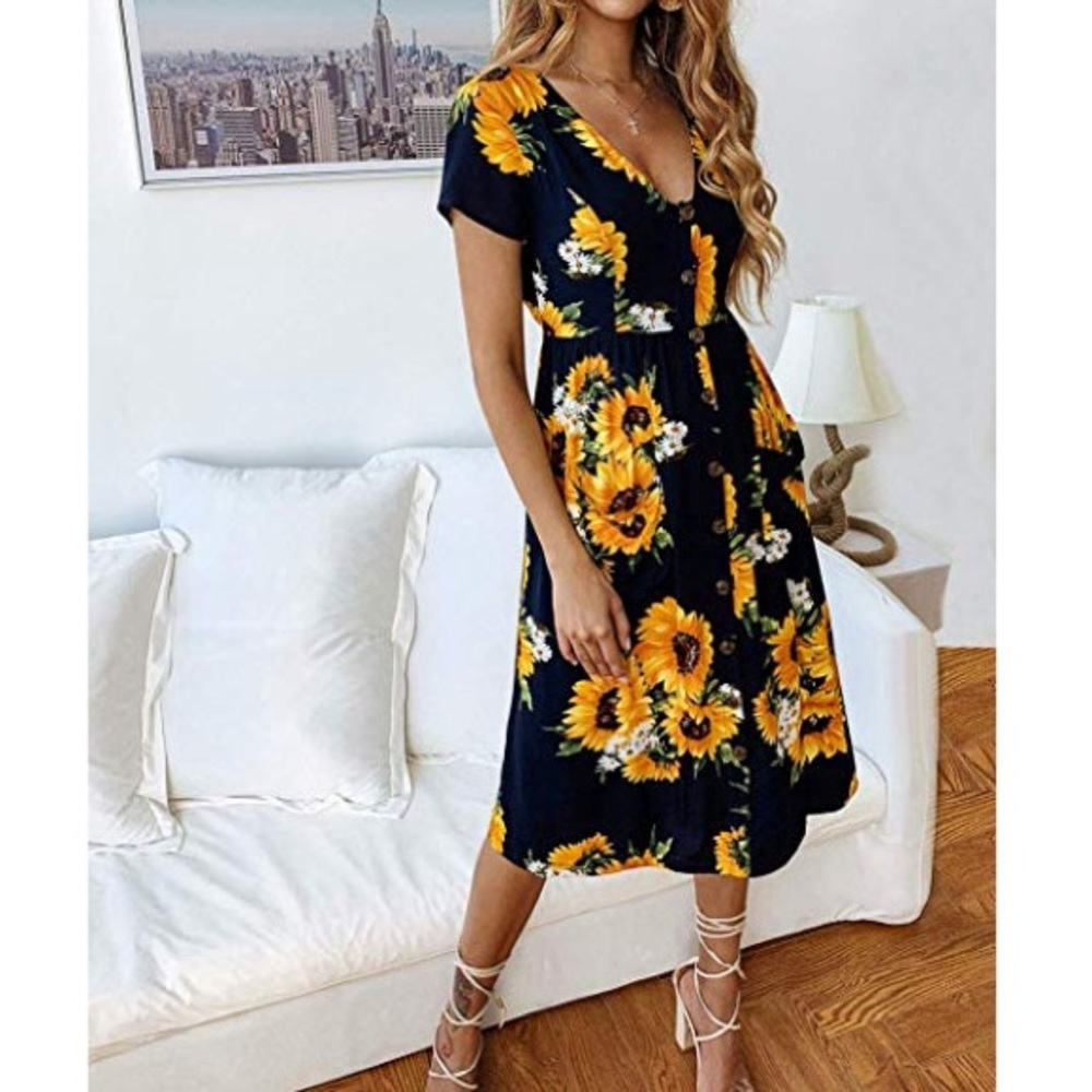 🌻ANALISA Womens Sunflower Summer Dress🌻 - Picture 1 of 2